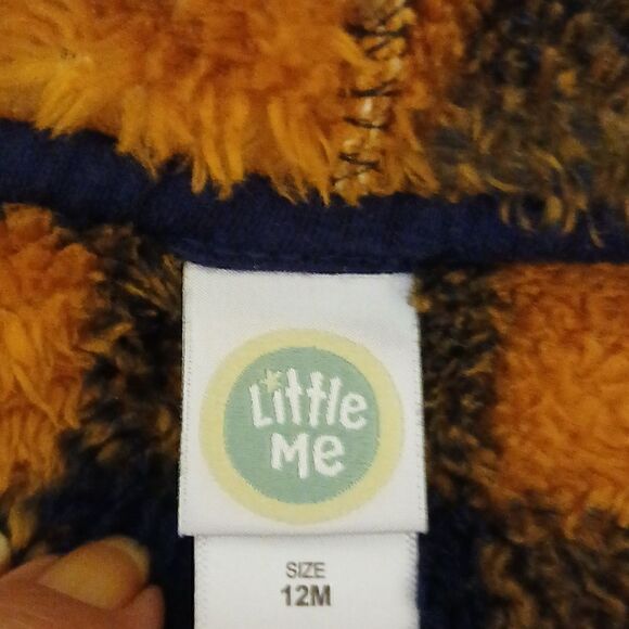 ❄️LITTLE ME Boys Hooded Zip Up Fuzzy Jacket Black, Blue, Brown 12M - Picture 4 of 6